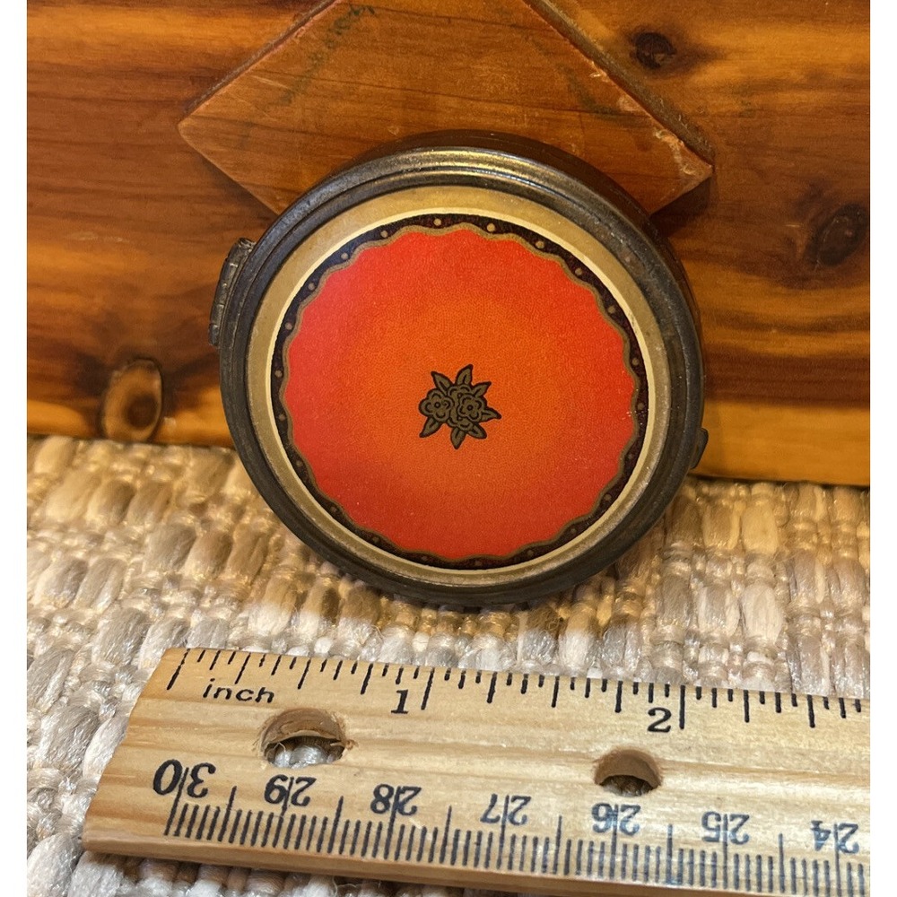 Vintage antique‎ Vivaudou compact good mirror 20's Enamel Floral - Picture 12 of 12